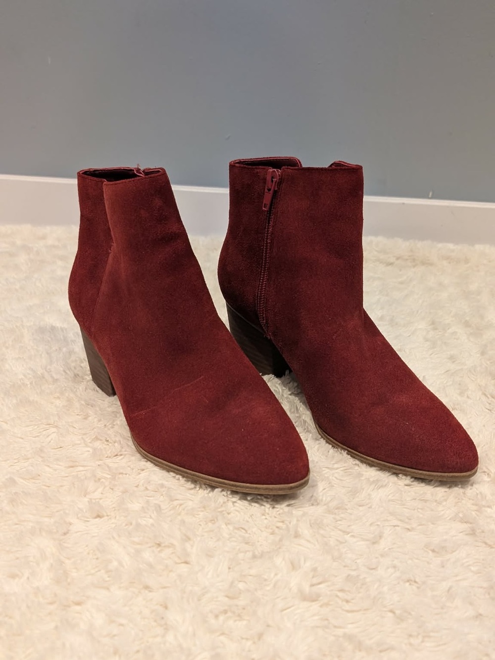 Aldo Burgundy Suede Pointed Ankle Booties